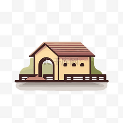 桥图片_屋顶和栅栏上的干草仓或乡村牧场