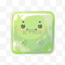方形绿色按钮图片_绿色卡通方形按钮