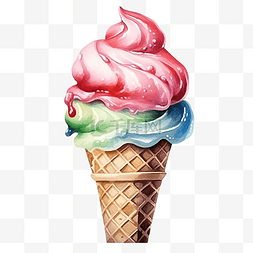 冲浪板花图片_水彩冰淇淋
