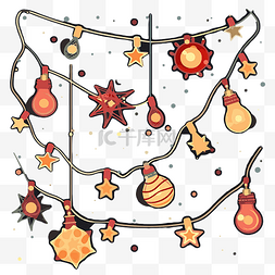 星星串灯图片_圣诞串灯剪贴画圣诞灯灯和星星卡