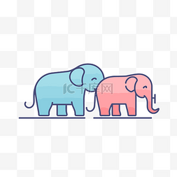 蓝色和粉色大象站在一起 向量