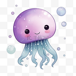 可爱的水母海洋动物插画