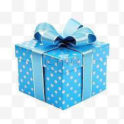 蓝色冬天背景图片_蓝色圆点礼品盒