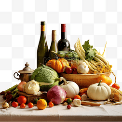厨房炖煮图片_感恩节静物与厨房餐桌上的时令蔬