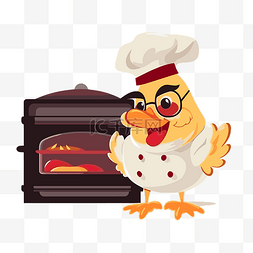 肉鸡剪贴画卡通鸡穿着厨师制服在