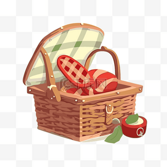野餐篮剪贴画 野餐篮插画矢量卡通