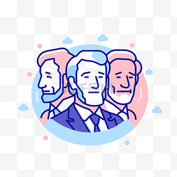 三个商人的卡通肖像 向量