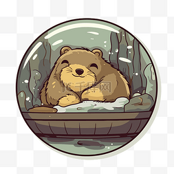 可爱的熊坐在水里的玻璃球里 向