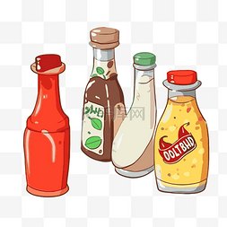 酱汁调味品图片_调味品剪贴画白色背景卡通上不同