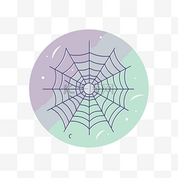 圆形黑色和紫色蜘蛛网符号 向量