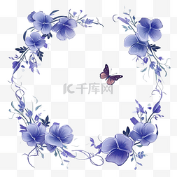 蝴蝶豌豆花卉框架背景一套