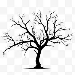 黑色枯树剪影图片_黑色枯树剪影
