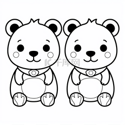 卡通熊腿图片_可打印的着色页 两只泰迪熊着色