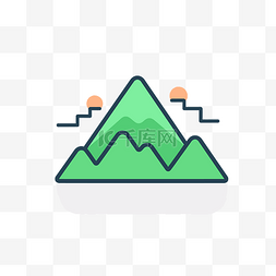 app界面展示图片_绿山和日出图标 向量