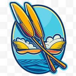卡通库存图片_两艘带桨的皮划艇在海洋标志插图