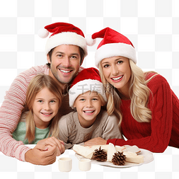 圣诞晚餐期间，快乐的家庭看着相