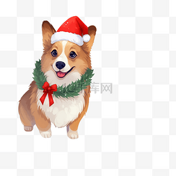 圣诞小狗狗图片_无缝模式与圣诞柯基犬