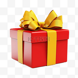 礼物箱图片_带黄丝带的红色礼品盒
