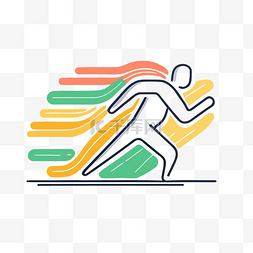 跑步白色图标图片_跑步平面标志设计 向量