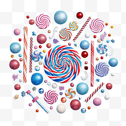 蓝色装饰图片_用亮蓝色的圣诞糖果制成的创意布