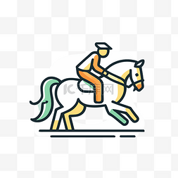 平面设计线性图案图标马和骑手图