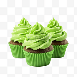 绿色纸杯蛋糕图片_作为万圣节款待准备的带有绿色糖