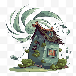 风吹椰子图片_微风剪贴画卡通房子周围有风吹过