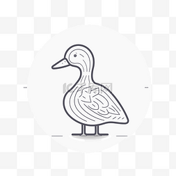 鸭子图标线图稿插图的插图 向量