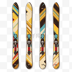 滑雪剪贴画 四种不同颜色和图案