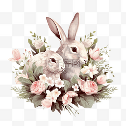 復活節兔子图片_复活节兔子与百合花花花兔子