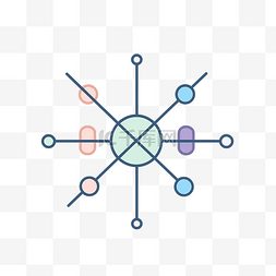 用户中心小图标图片_具有中心的不同颜色的线网络 向