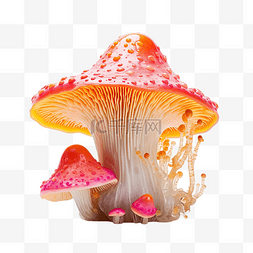 手和树木图片_橙色和粉红色的蘑菇