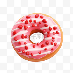 打倒卡路里图片_3d 渲染草莓甜甜圈
