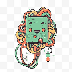 电线剪贴画涂鸦人物与电线和管卡