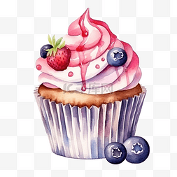 粉色水彩蛋糕图片_水彩甜水果蛋糕