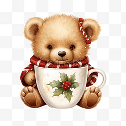 咖啡杯里的咖啡图片_咖啡杯里的圣诞节庆祝泰迪熊的插