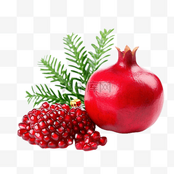圣诞树食物图片_桌上的石榴红果甜，还有绿色圣诞