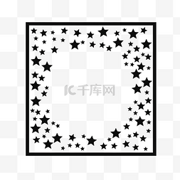方形框架中的黑色闪亮星星非常适