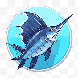水中蓝色海帆鱼的插图 向量