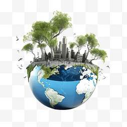 3d 插图全球变暖和生态