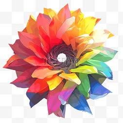 现实风格彩虹花彩色PNG插图中的彩