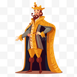 贵族剪贴画卡通人物打扮成国王，