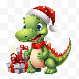 丛林游击队图片_可爱的圣诞恐龙雷龙在圣诞老人红