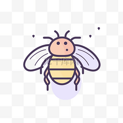 可爱的蜜蜂图标矢量线插画