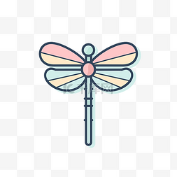 柔和颜色的小蜻蜓符号 向量