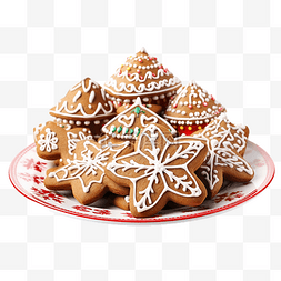 盘子上的姜饼饼干，木桌上有圣诞