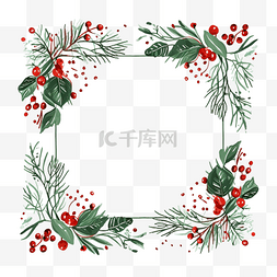 圣诞节线描图片_卡通简单线条风格装饰圣诞节的框