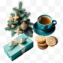 树蛋糕图片_圣诞饼干饮料和礼物