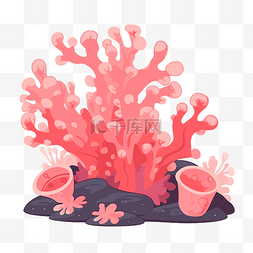 可爱的珊瑚剪贴画卡通风格的珊瑚