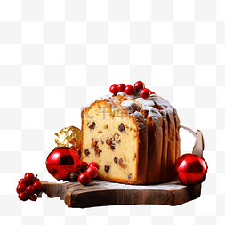 意大利圣诞节图片_质朴木质表面上的圣诞蛋糕节日糕